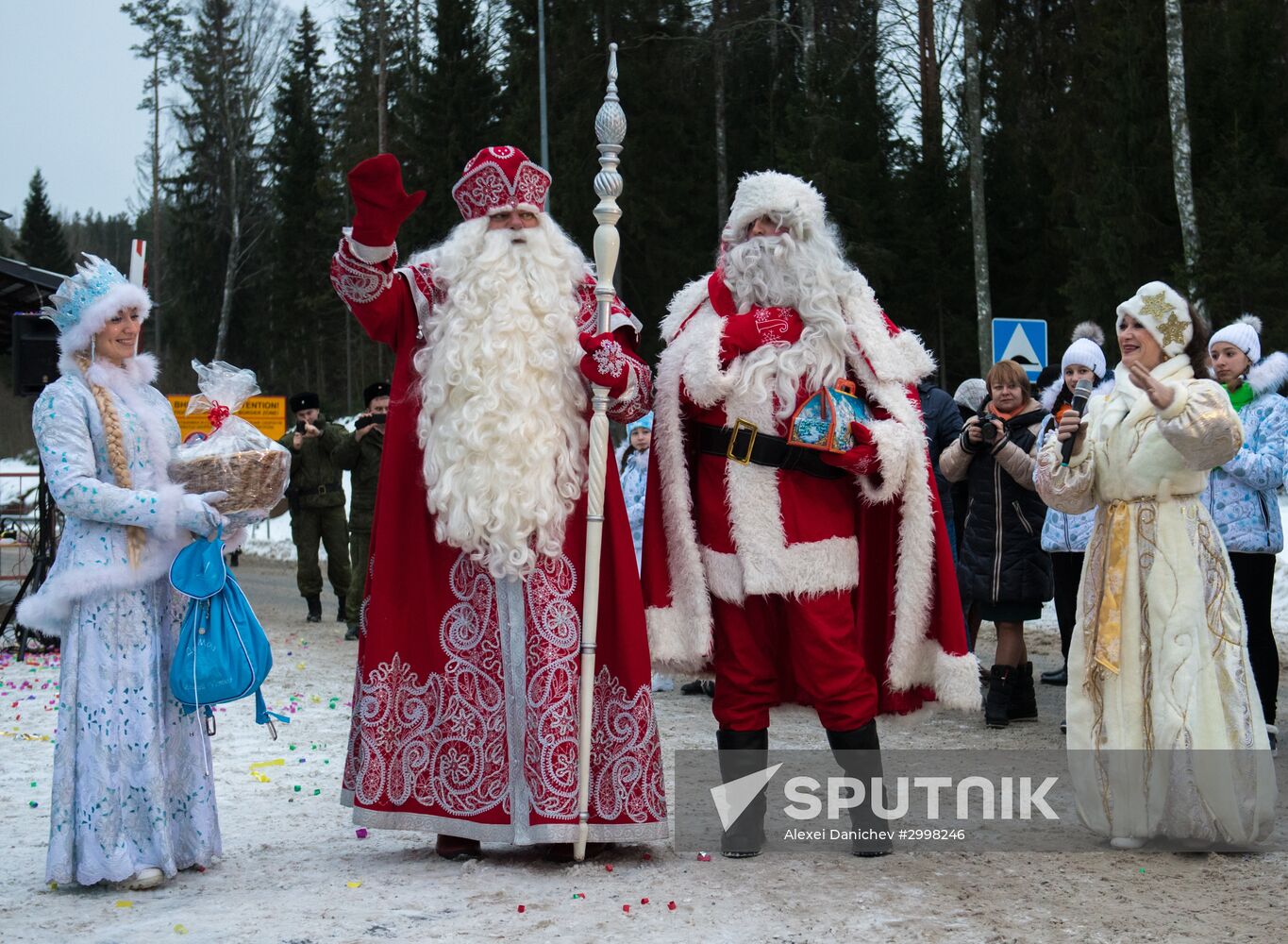 Meeting Russian Father Frost and Finnish Joulupukki in Leningrad Region