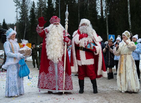 Meeting Russian Father Frost and Finnish Joulupukki in Leningrad Region