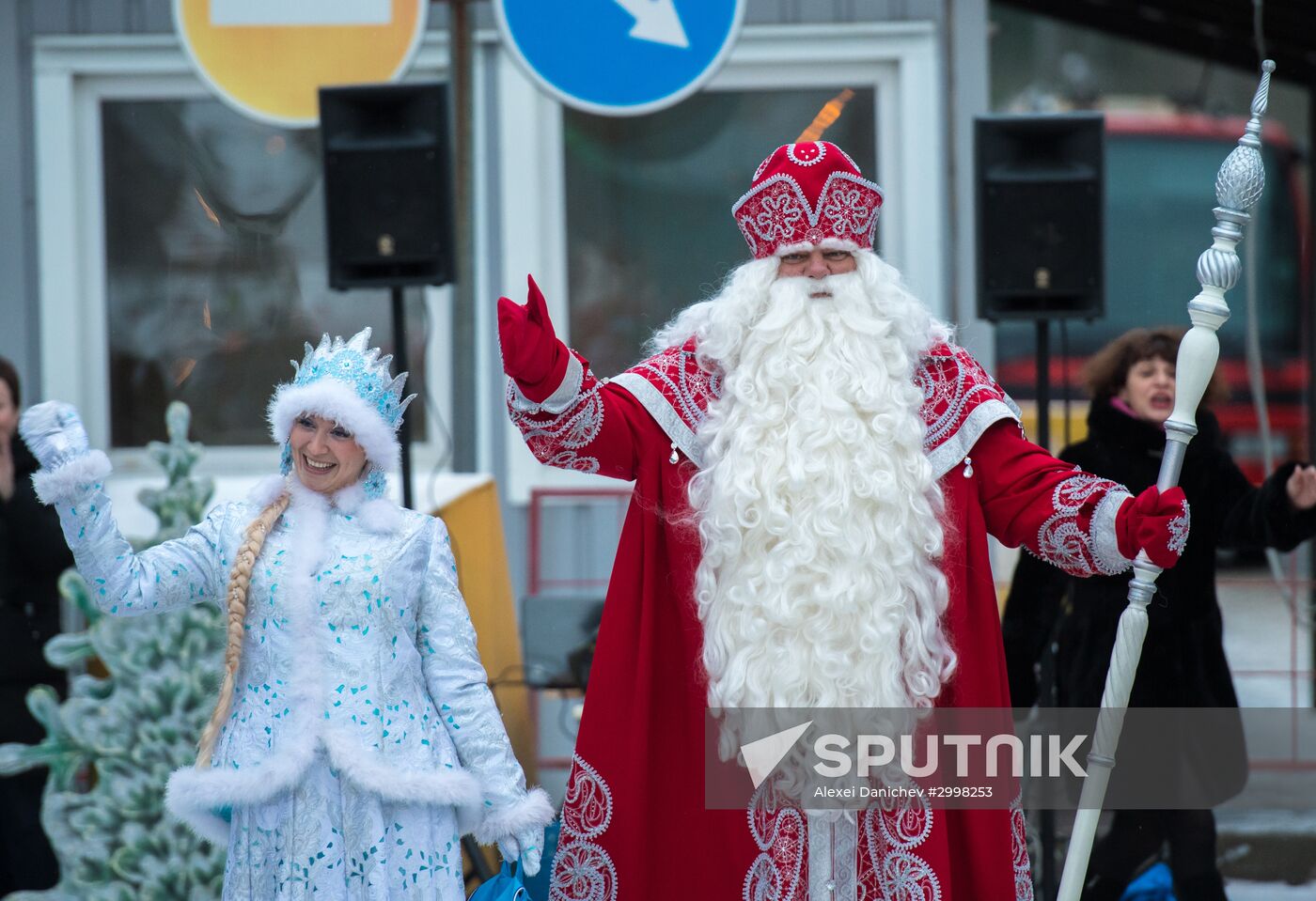 Meeting Russian Father Frost and Finnish Joulupukki in Leningrad Region