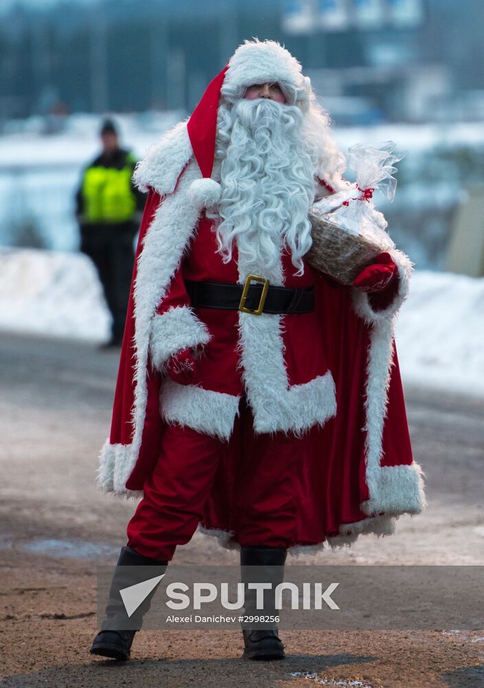 Meeting Russian Father Frost and Finnish Joulupukki in Leningrad Region