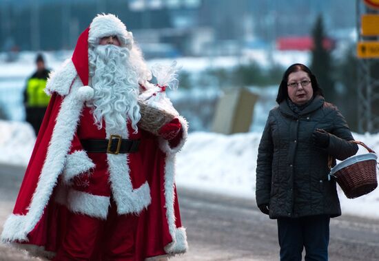 Meeting Russian Father Frost and Finnish Joulupukki in Leningrad Region