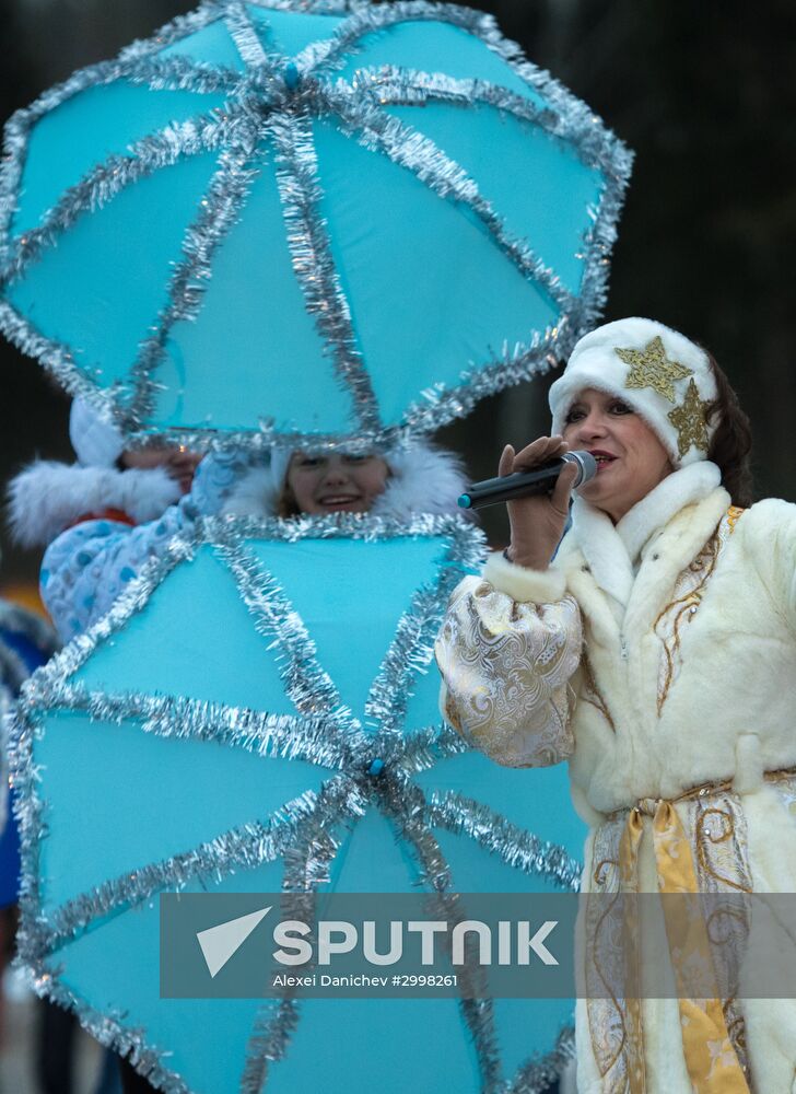 Meeting Russian Father Frost and Finnish Joulupukki in Leningrad Region