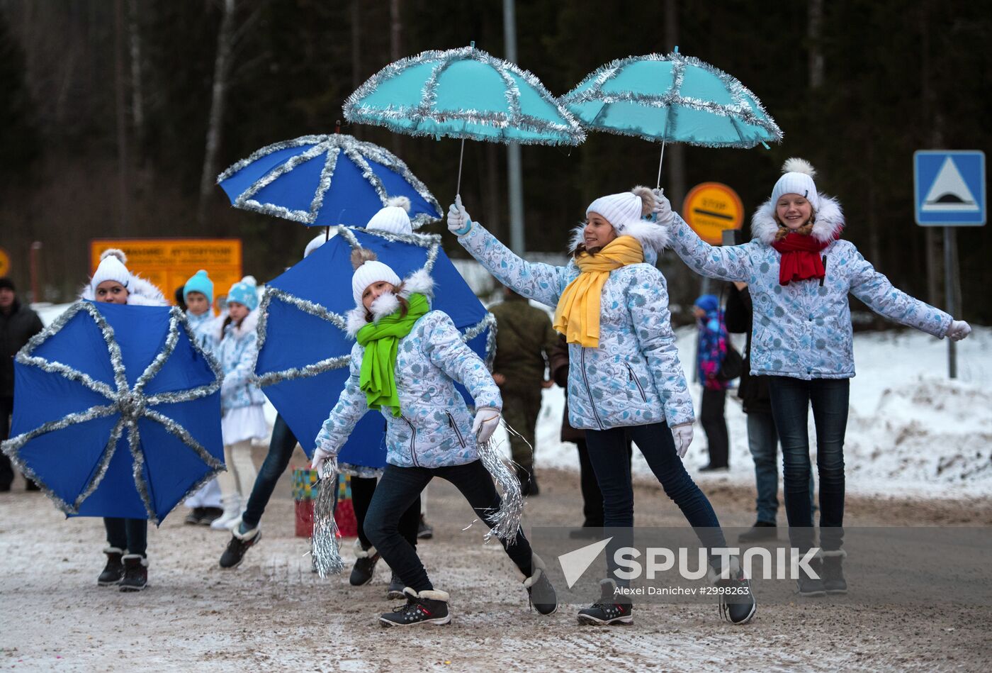 Meeting Russian Father Frost and Finnish Joulupukki in Leningrad Region