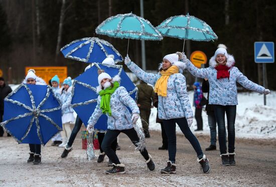 Meeting Russian Father Frost and Finnish Joulupukki in Leningrad Region
