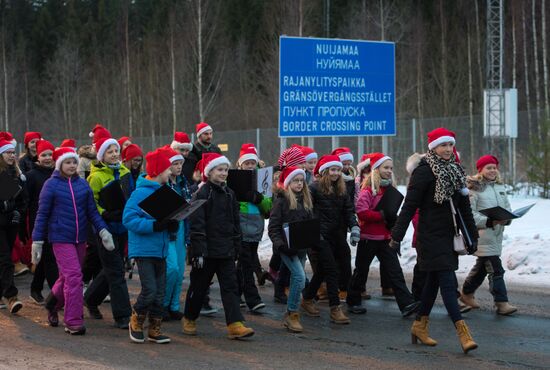 Meeting Russian Father Frost and Finnish Joulupukki in Leningrad Region