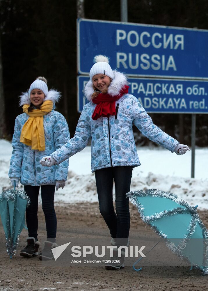 Meeting Russian Father Frost and Finnish Joulupukki in Leningrad Region