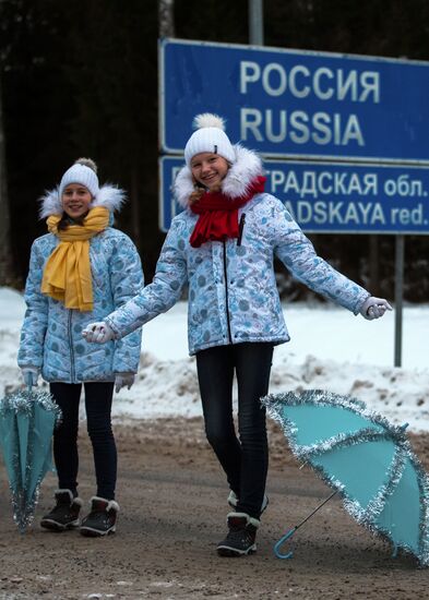 Meeting Russian Father Frost and Finnish Joulupukki in Leningrad Region