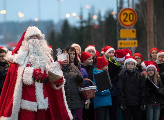 Meeting Russian Father Frost and Finnish Joulupukki in Leningrad Region