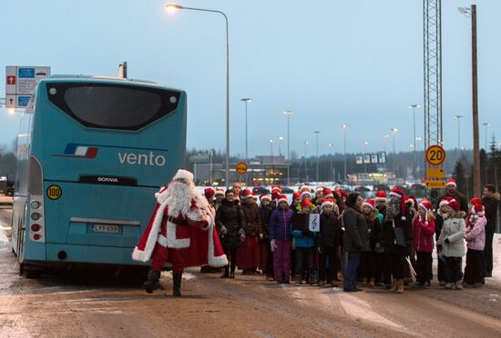 Meeting Russian Father Frost and Finnish Joulupukki in Leningrad Region