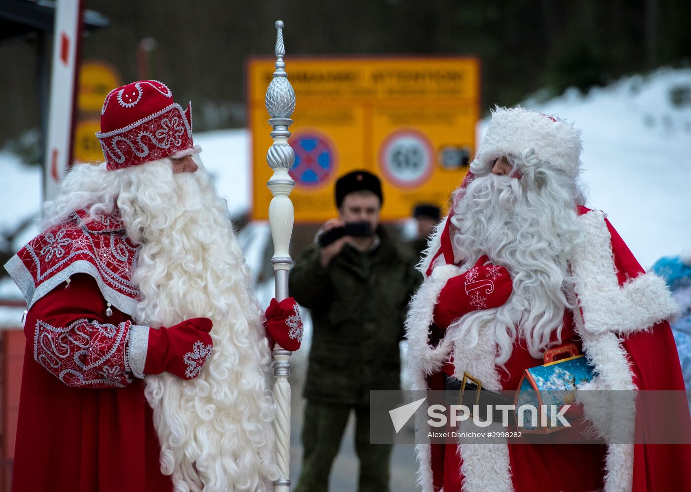 Meeting Russian Father Frost and Finnish Joulupukki in Leningrad Region