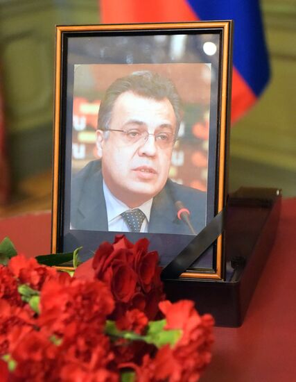 Foreign ministers of Russia, Iran, Turkey lay flowers in memory of Ambassador Andrei Karlov
