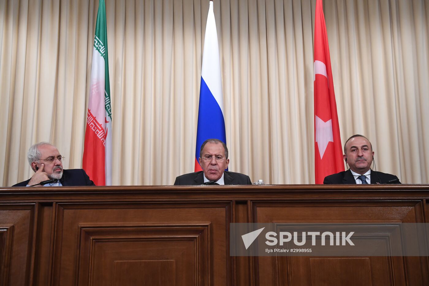 News conference by foreign ministers of Russia, Iran and Turkey