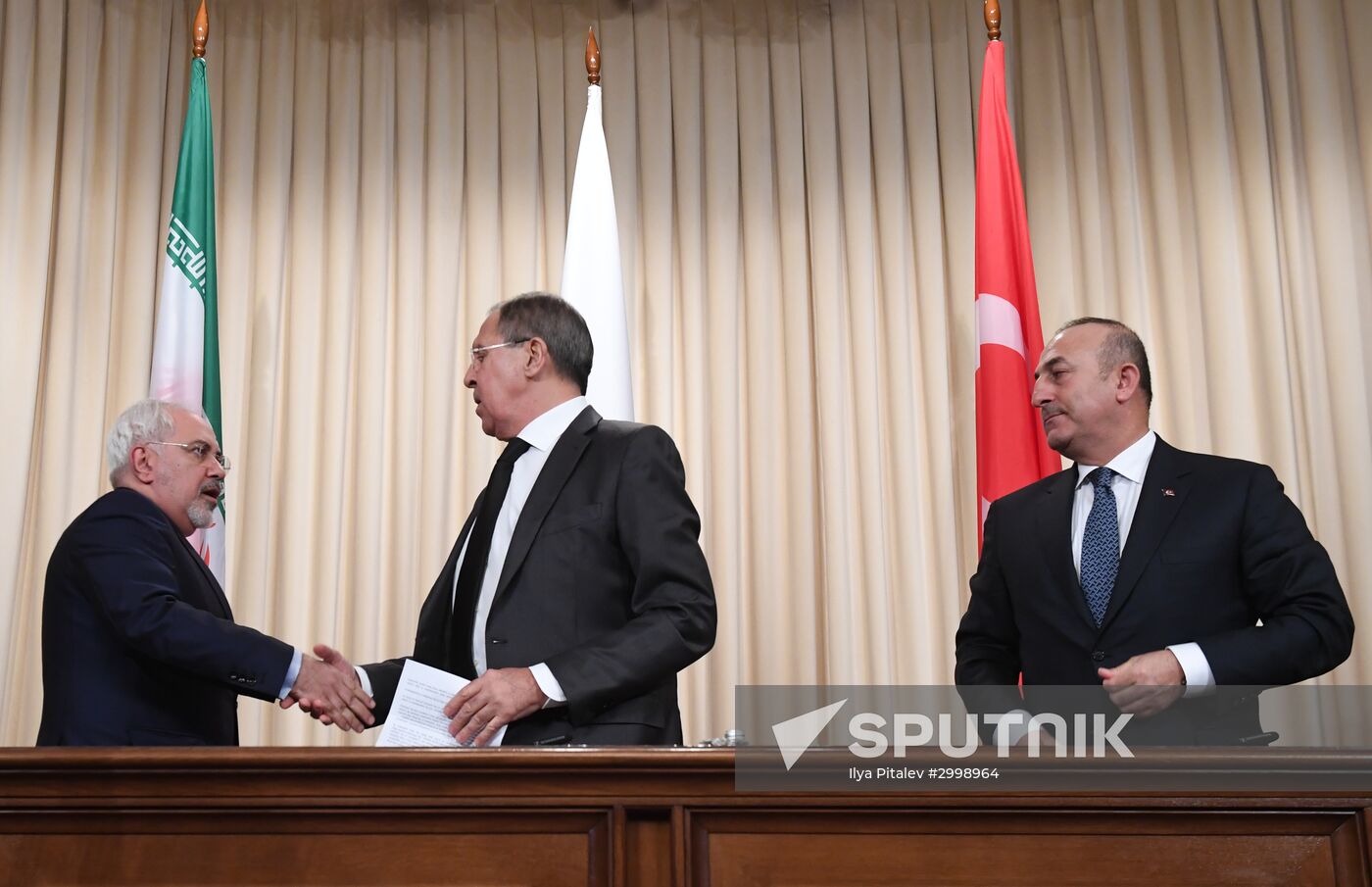 News conference by foreign ministers of Russia, Iran and Turkey