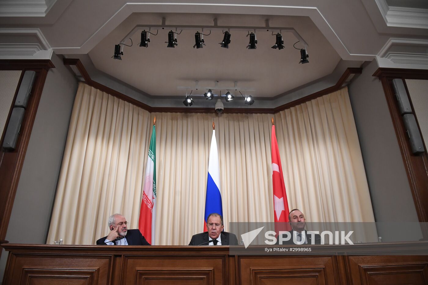 News conference by foreign ministers of Russia, Iran and Turkey