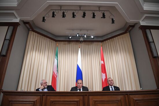 News conference by foreign ministers of Russia, Iran and Turkey