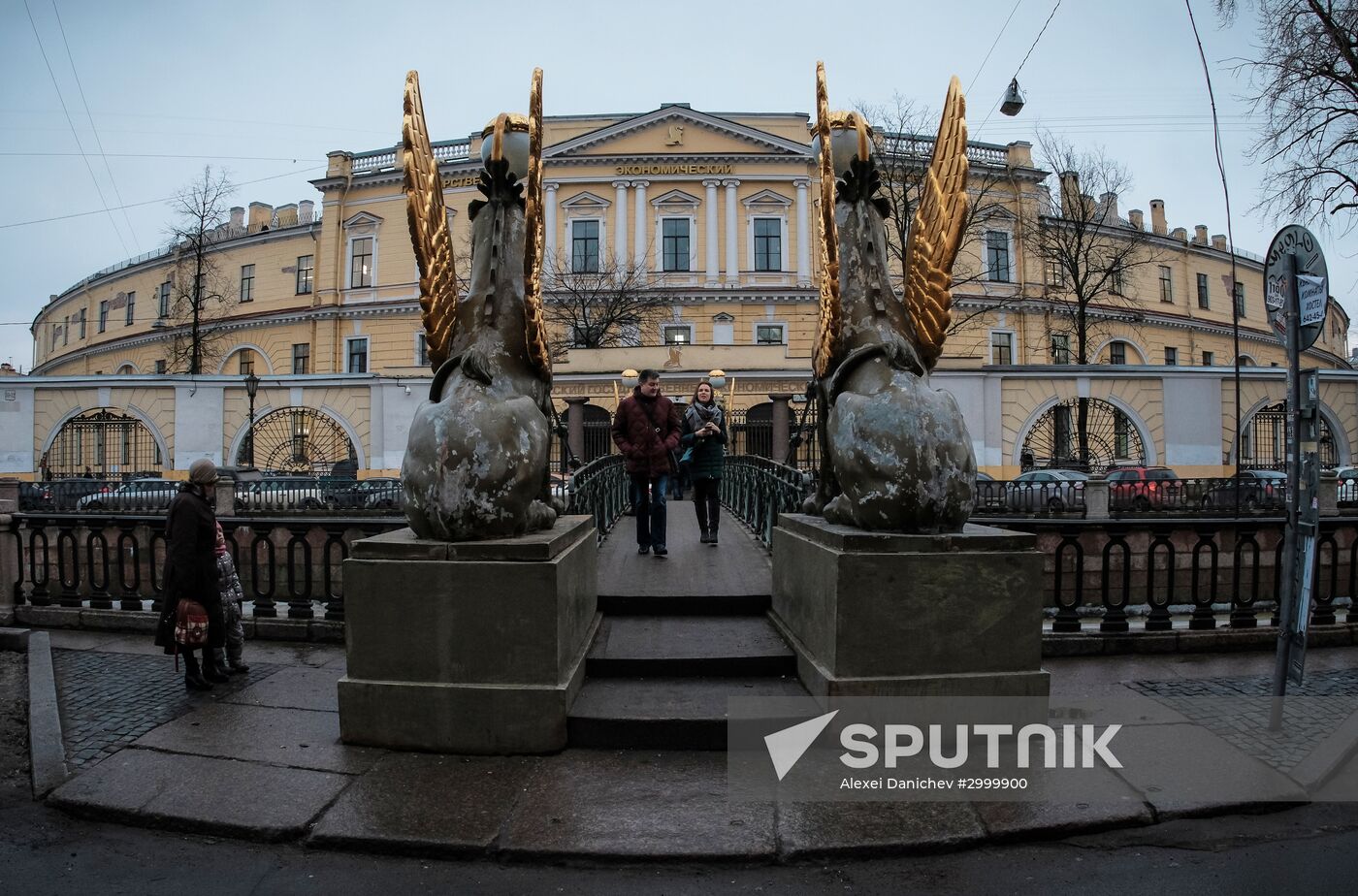 Griffin statues on Bank Bridge in St. Petersburg