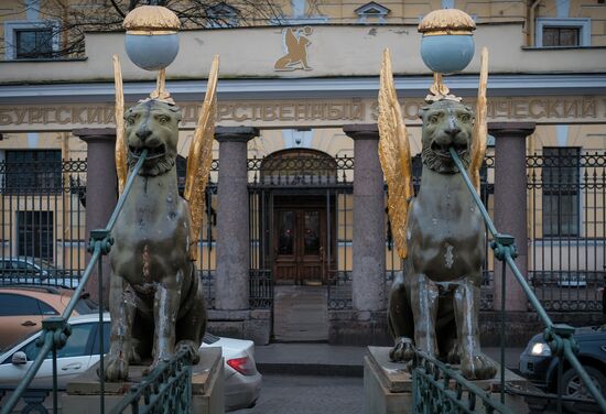 Griffin statues on Bank Bridge in St. Petersburg
