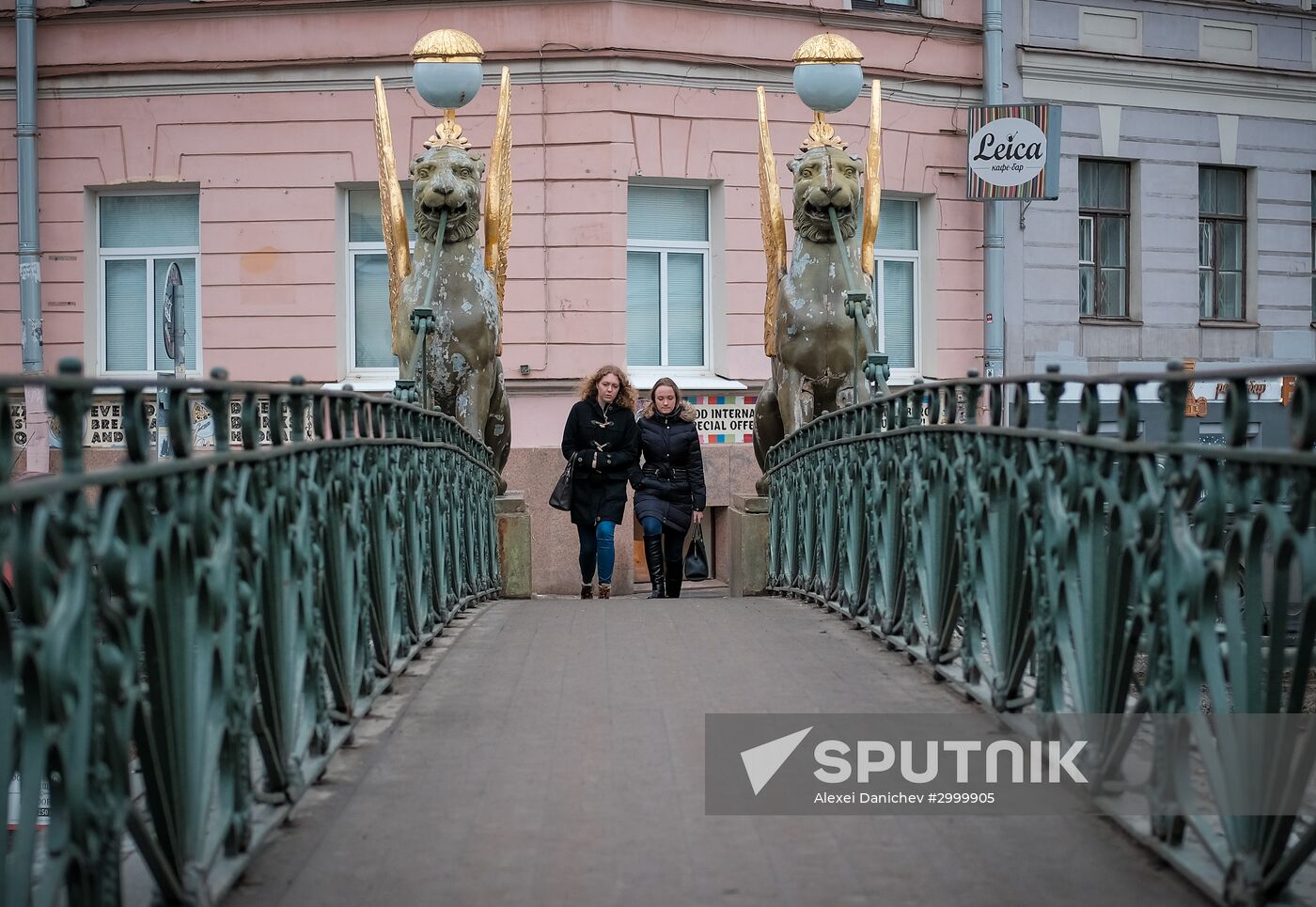 Griffin statues on Bank Bridge in St. Petersburg