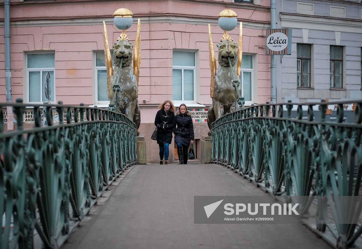 Griffin statues on Bank Bridge in St. Petersburg