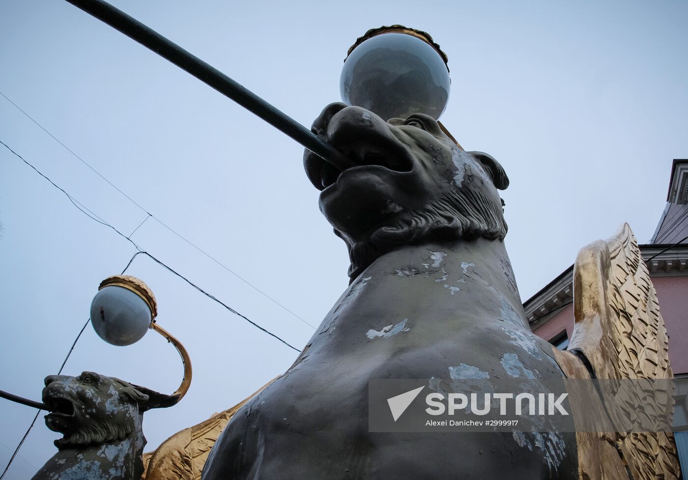Griffin statues on Bank Bridge in St. Petersburg