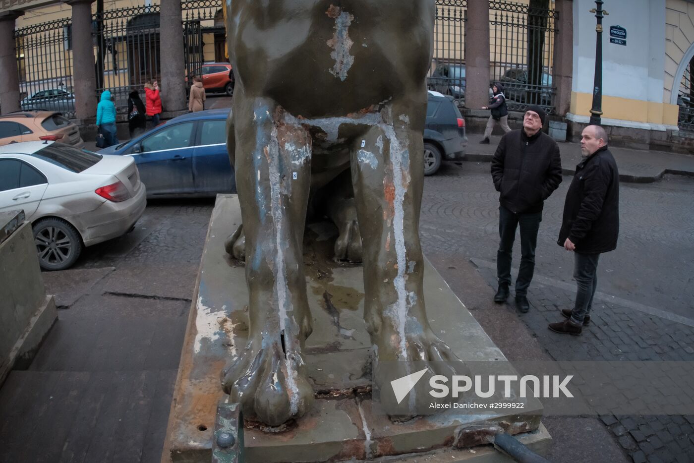 Griffin statues on Bank Bridge in St. Petersburg