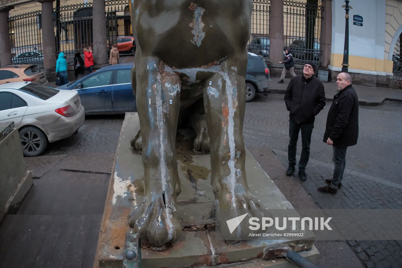 Griffin statues on Bank Bridge in St. Petersburg