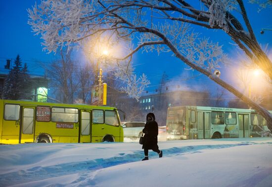 Abnormally cold winter in Omsk