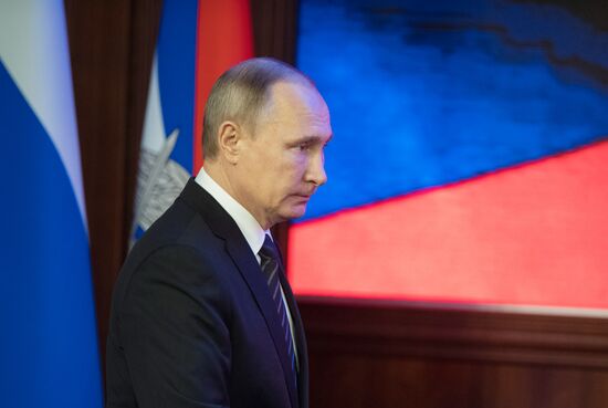 Russian President Vladimir Putin attends expanded meeting of Russian Defense Ministry Board
