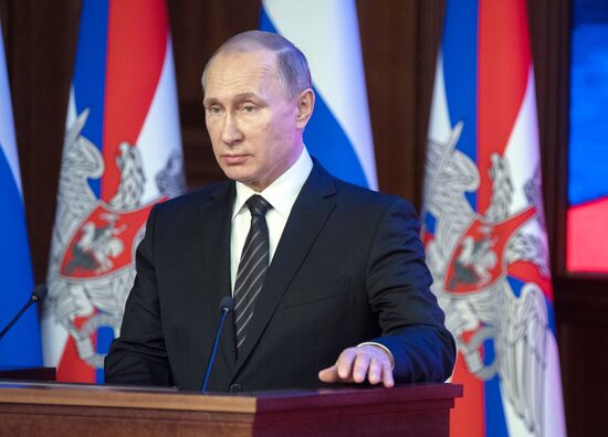 Russian President Vladimir Putin attends expanded meeting of Russian Defense Ministry Board