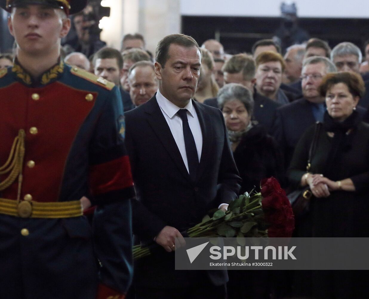 Prime Minister Dmitry Medvedev pay their last respects to Russian Ambassador to Turkey Andrei Karlov