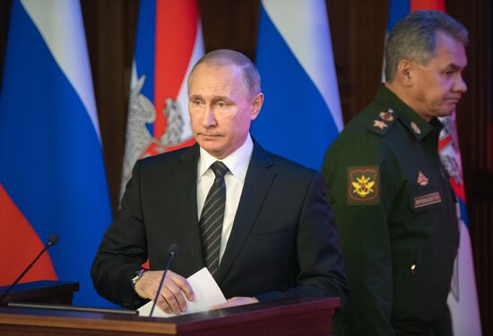 Russian President Vladimir Putin attends expanded meeting of Russian Defense Ministry Board