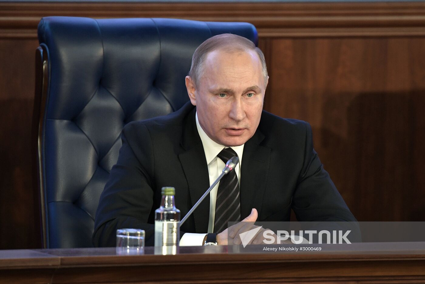 Russian President Vladimir Putin takes part in extended board session of Russian Defence Ministry