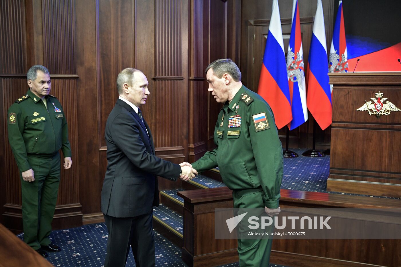 Russian President Vladimir Putin takes part in extended board session of Russian Defence Ministry