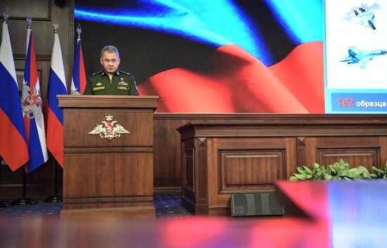 Russian President Vladimir Putin takes part in extended board session of Russian Defence Ministry