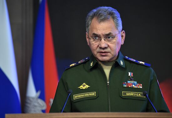 Russian President Vladimir Putin takes part in extended board session of Russian Defence Ministry