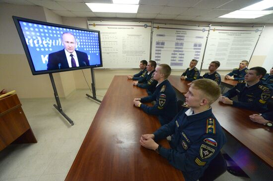 Broadcast of President Vladimir Putin's news conference in Russian cities