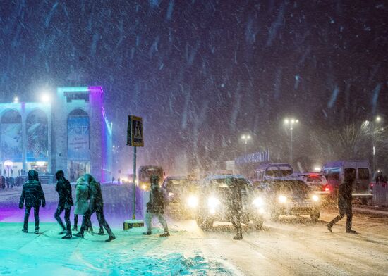 Holiday illumination in Bishkek
