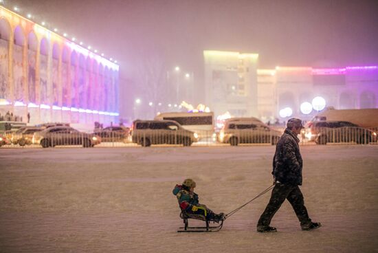 Holiday illumination in Bishkek