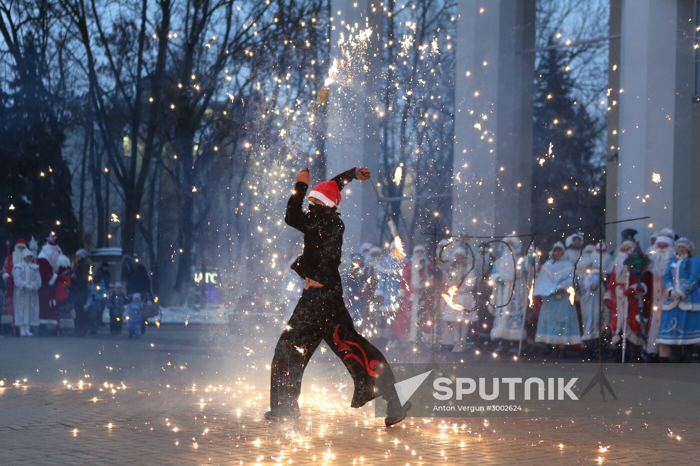 Fathers Frost parade across Russia
