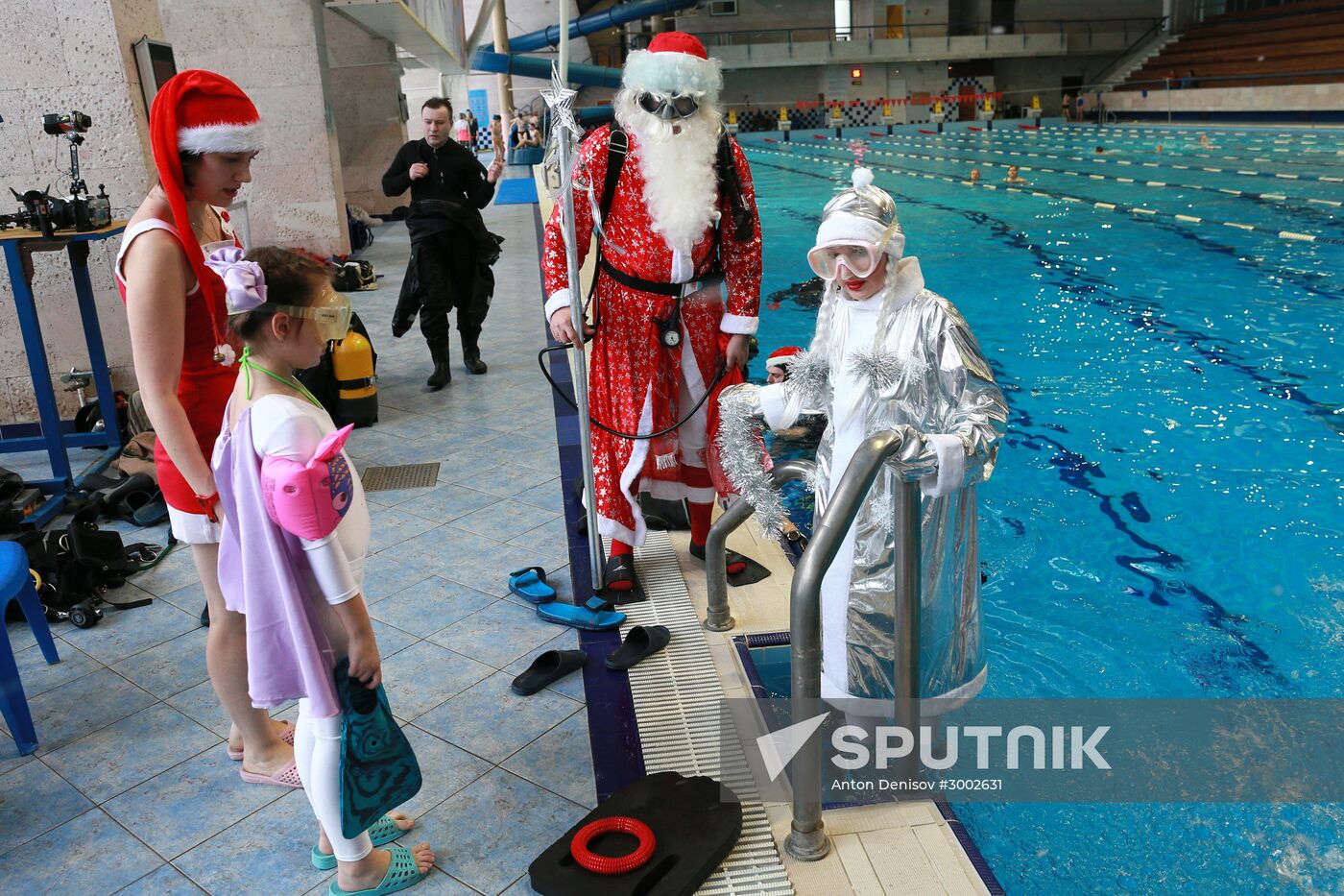 New Year celebrations in swimming pool