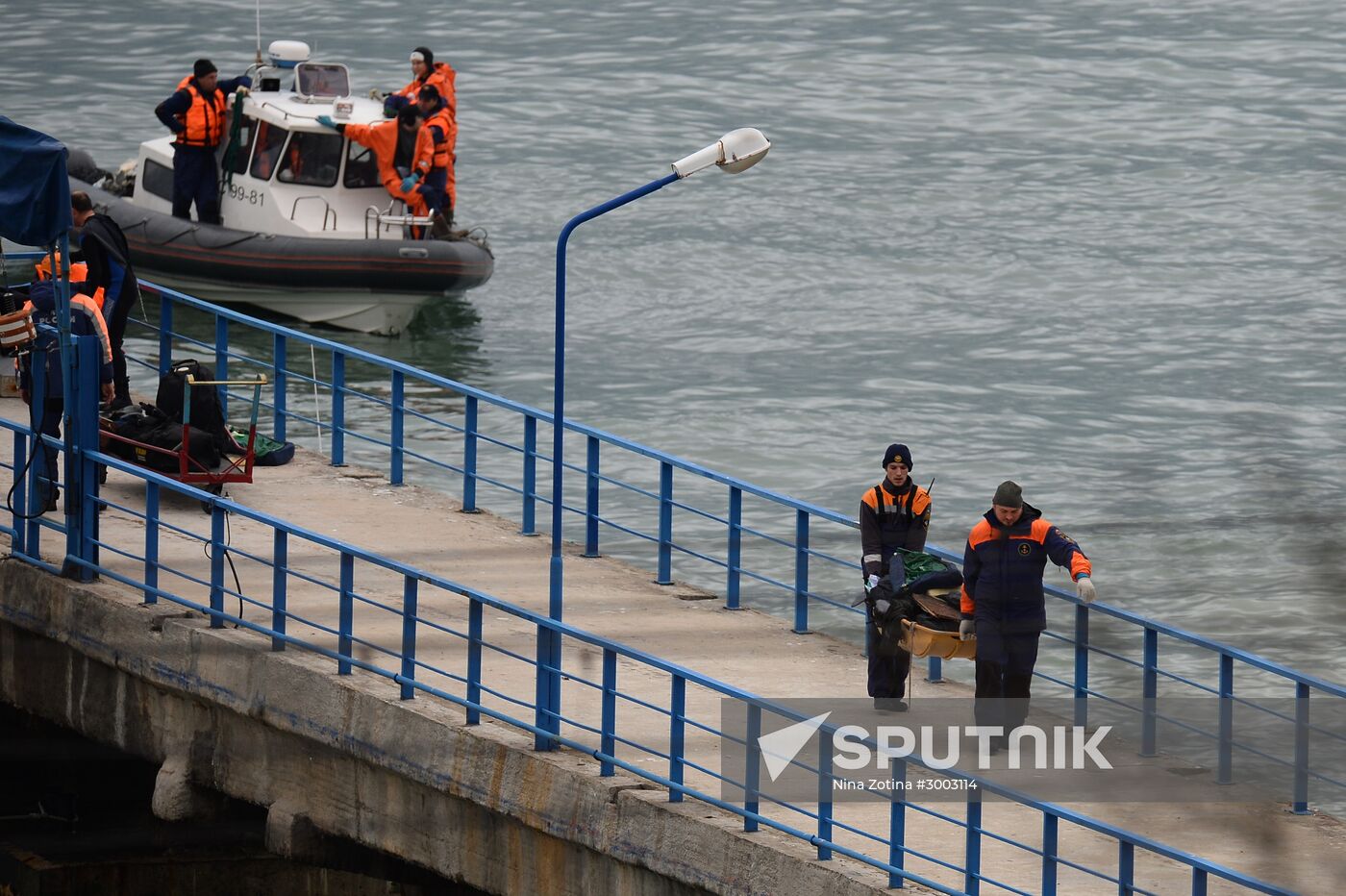 Rescue operation at Russian Defense Ministry's TU-154 aircraft crash site in Sochi