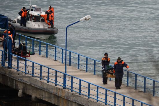 Rescue operation at Russian Defense Ministry's TU-154 aircraft crash site in Sochi