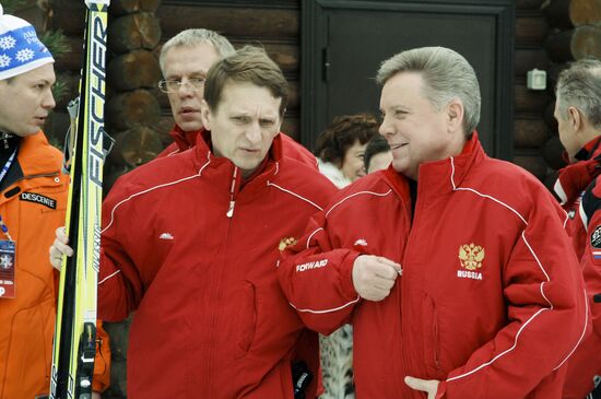 Boris Gromov, Sergei Naryshkin, Vyacheslav Fetisov at Russian Ski Track 2008 race