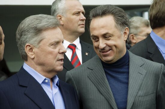 Boris Grompv and Vitaly Mutko at the opening of Arena Khimki