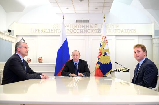 President Putin holds video conference on launching natural gas supplies to Crimea from mainland Russia