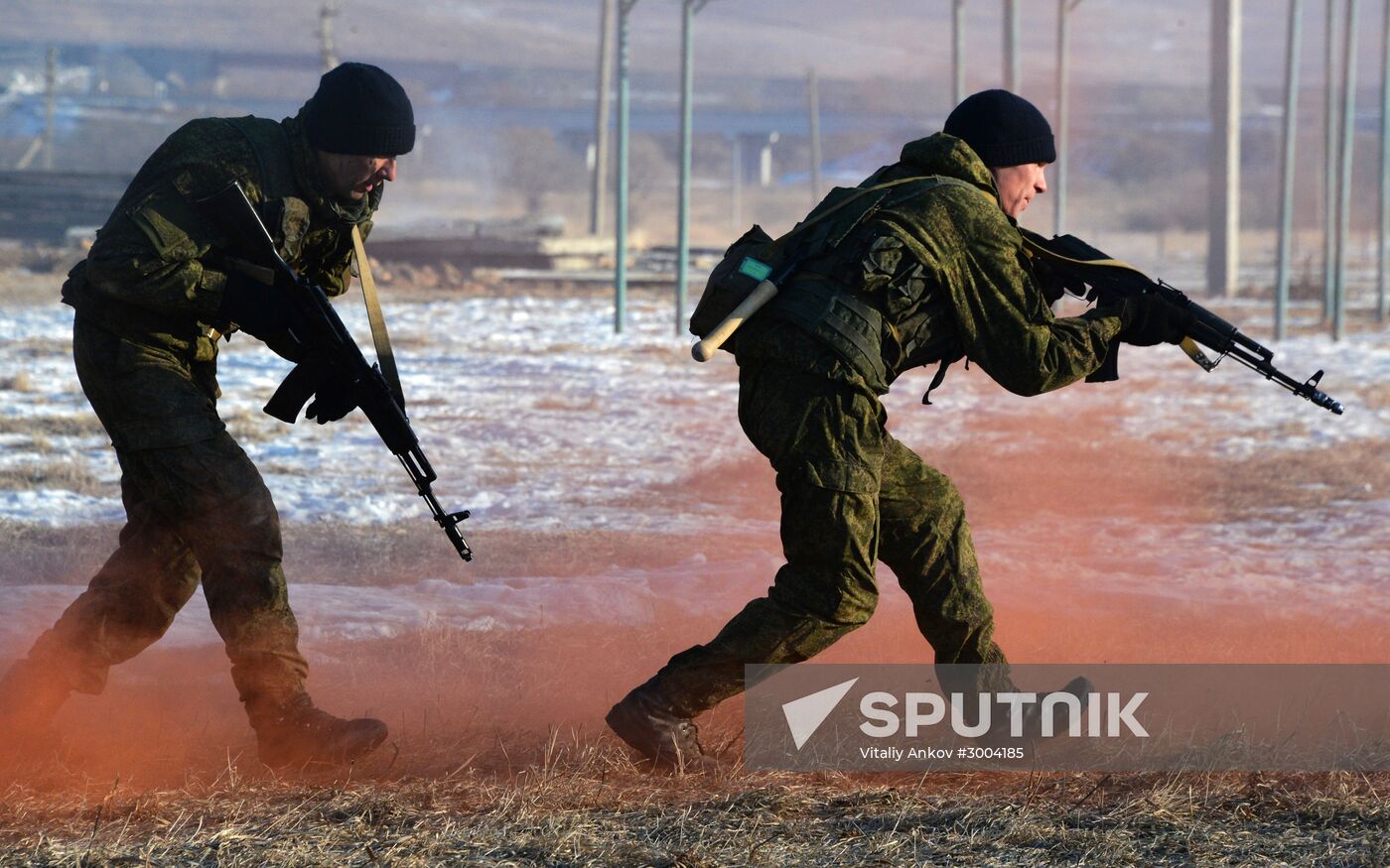 Drills for reconnaissance squadron of motorized rifle brigade of 5th combined-arms army in Primorye Territory
