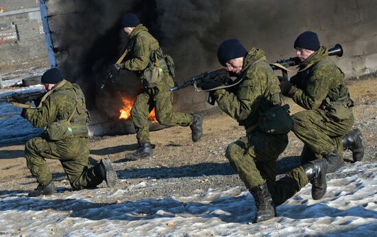 Drills for reconnaissance squadron of motorized rifle brigade of 5th combined-arms army in Primorye Territory
