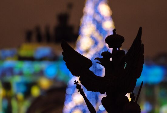 New Year's multimedia light show in St. Petersburg