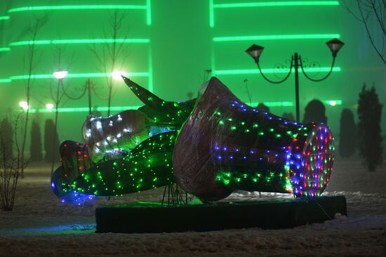 Illumination in Grozny during holiday season