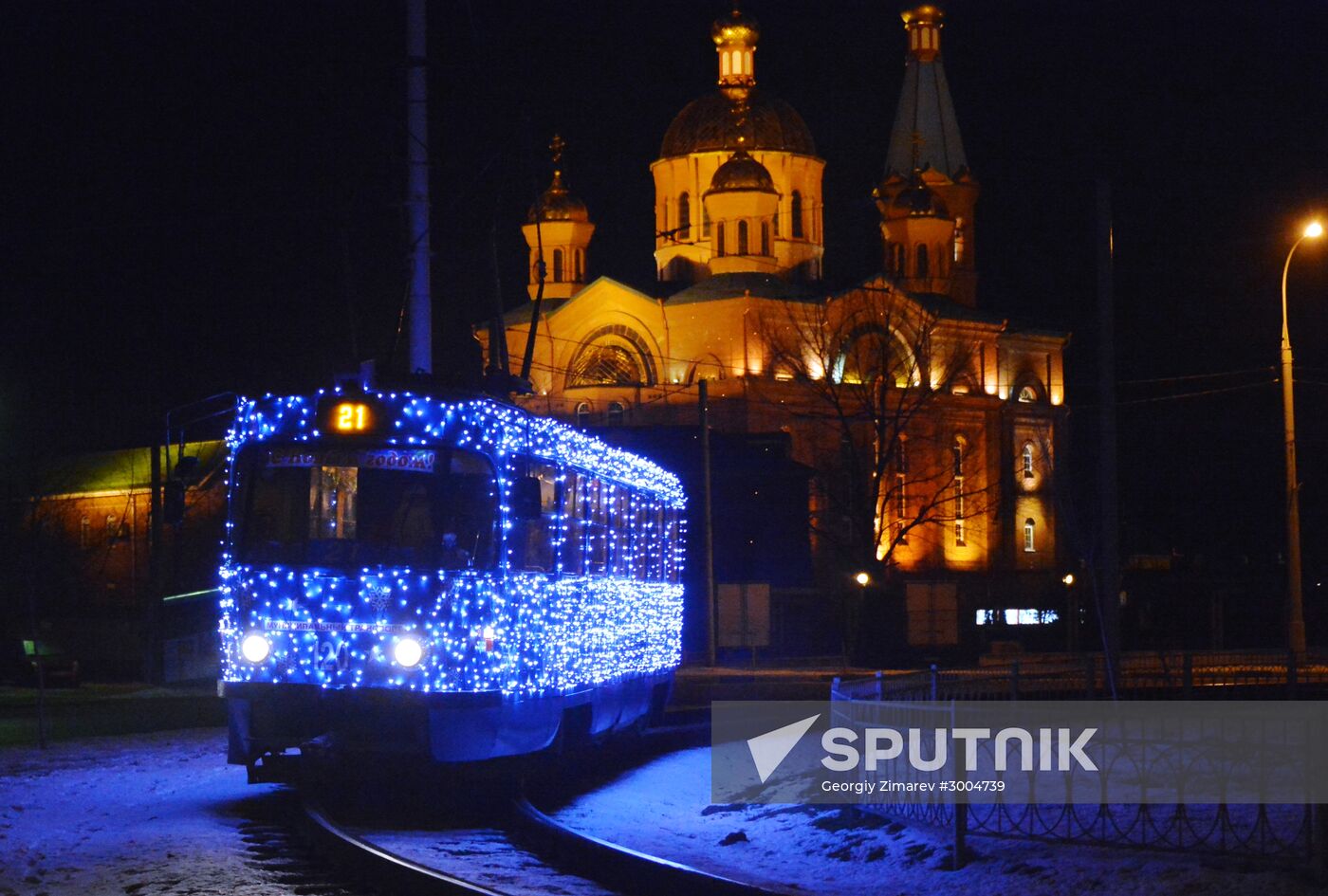 New Year's themed tram in Krasnodar